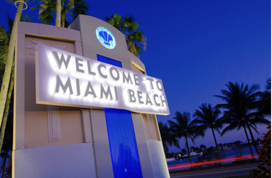 Miami Beach welcome sign.